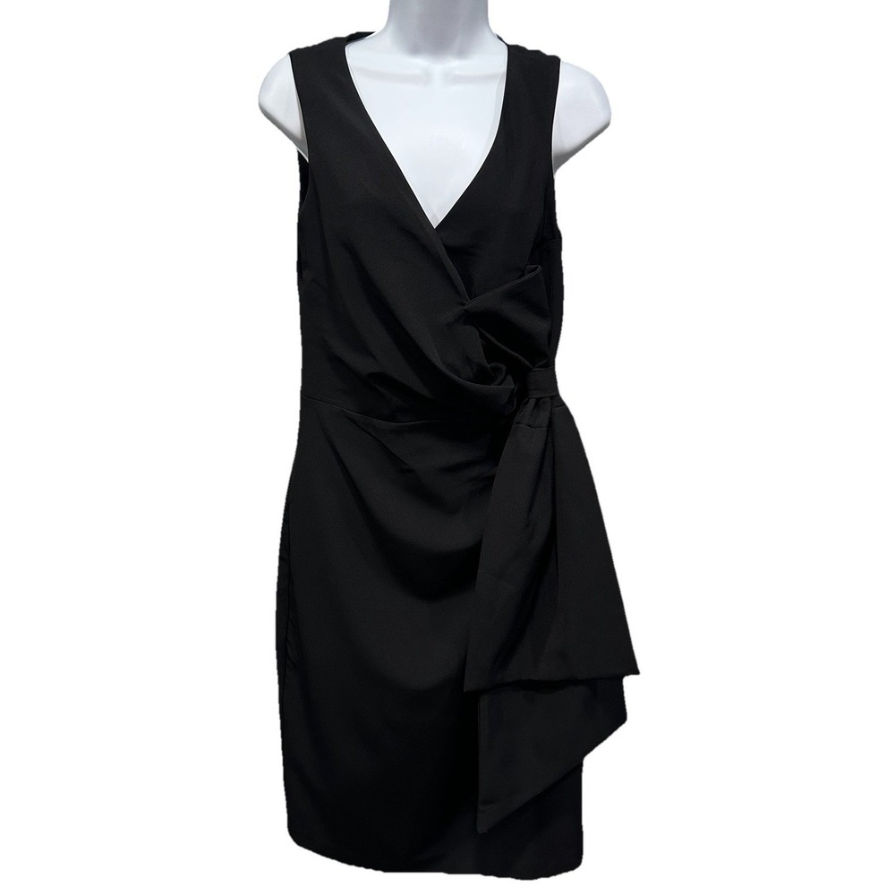 Jessica Howard Cocktail Dress Women's 6 Black Sleeveless Lined Zip Front Bow NWT